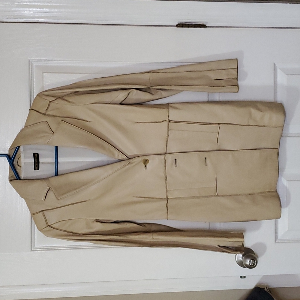 Blue Deep 3/4 length pelle Italian leather jacket
